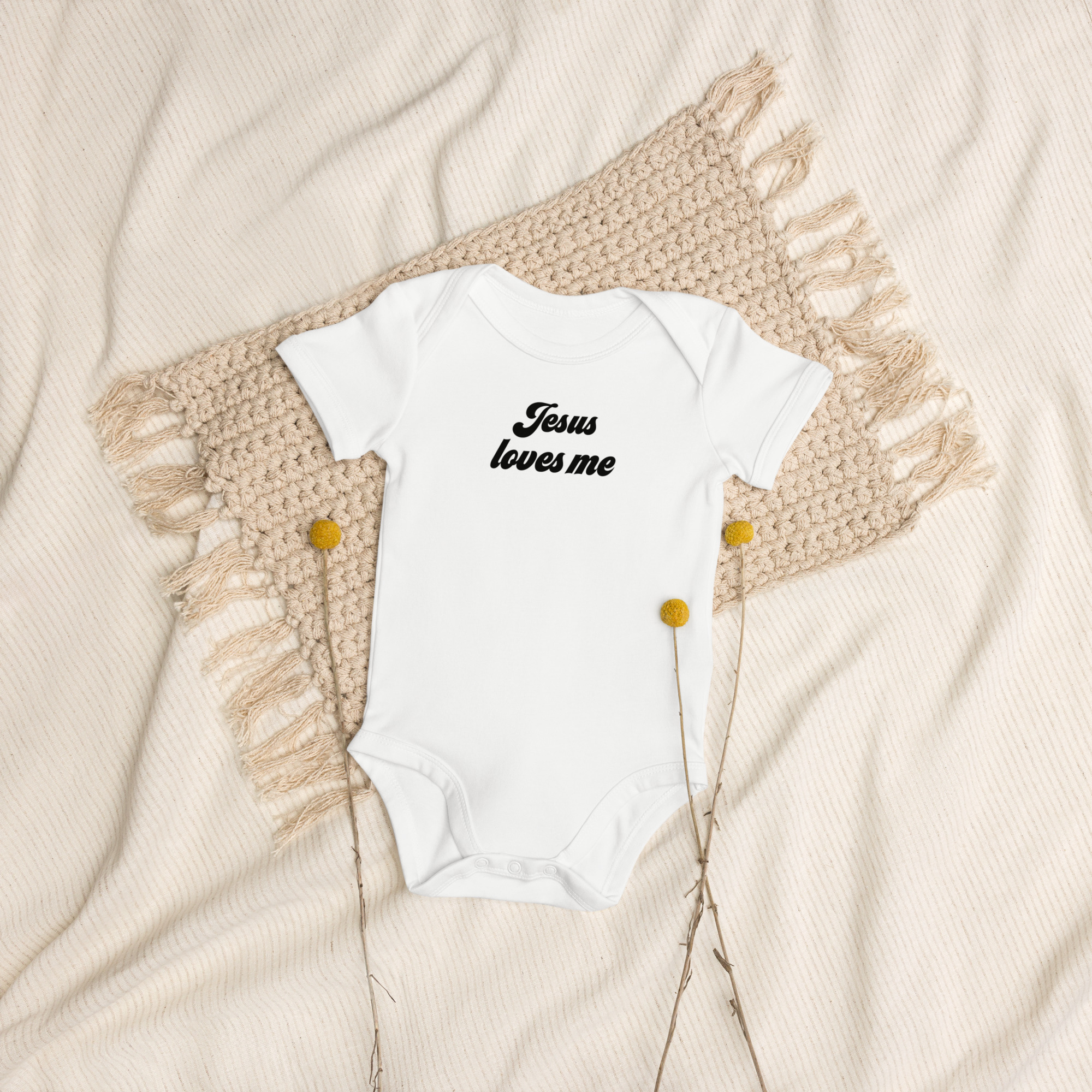 Jesus Loves Me Organic Cotton Baby Bodysuit - Image 12