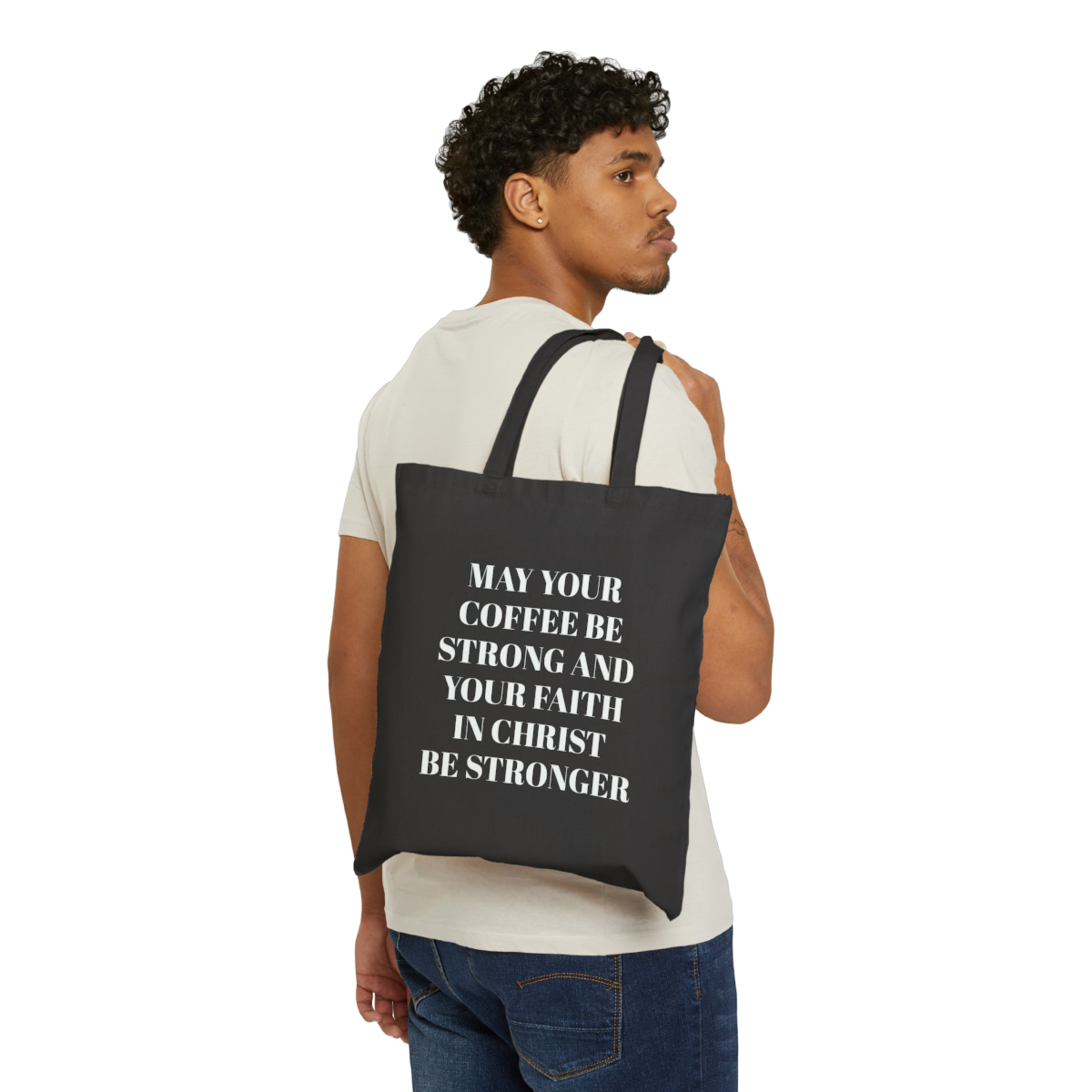 May Your Coffee Be Strong Cotton Canvas Tote Bag - Image 12