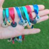 Pebble bookmark with colorful silk satin ribbon