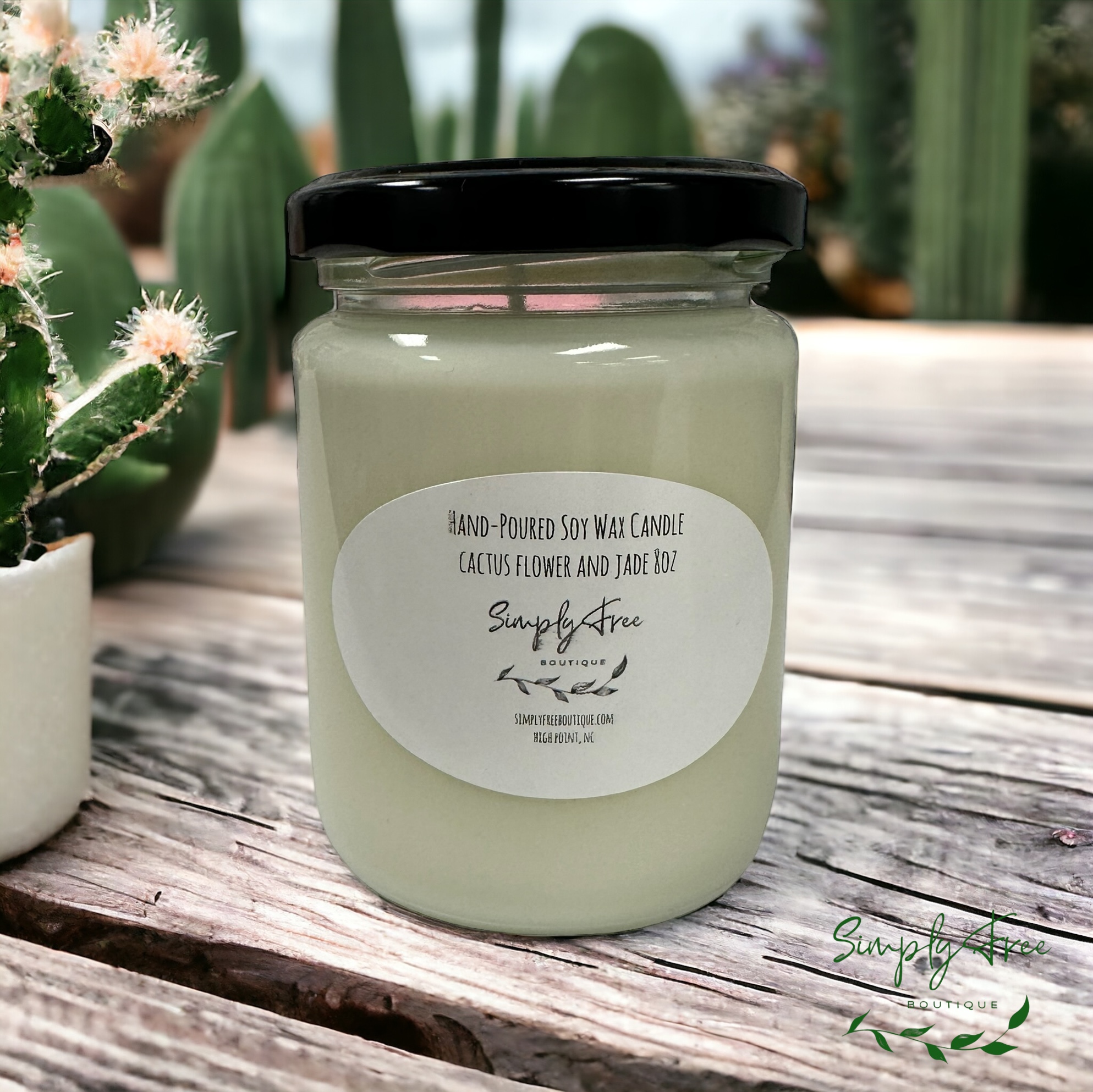 Cactus Flower and Jade Hand-Poured Soy Wax Candle