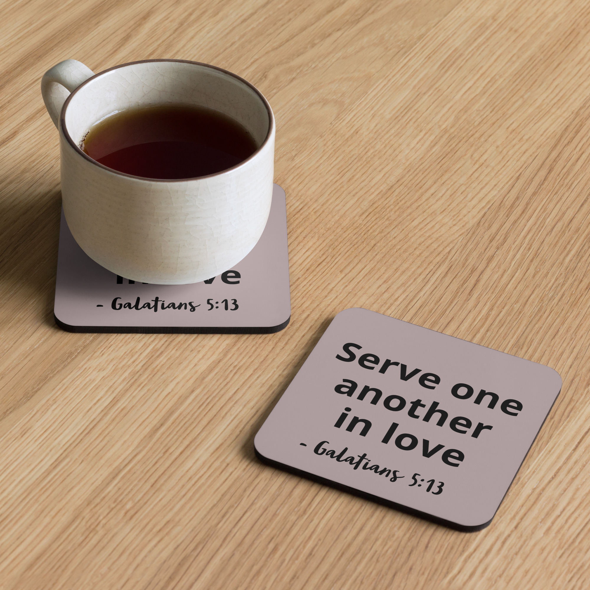 Serve One Another In Love Christian Cork-back Coaster
