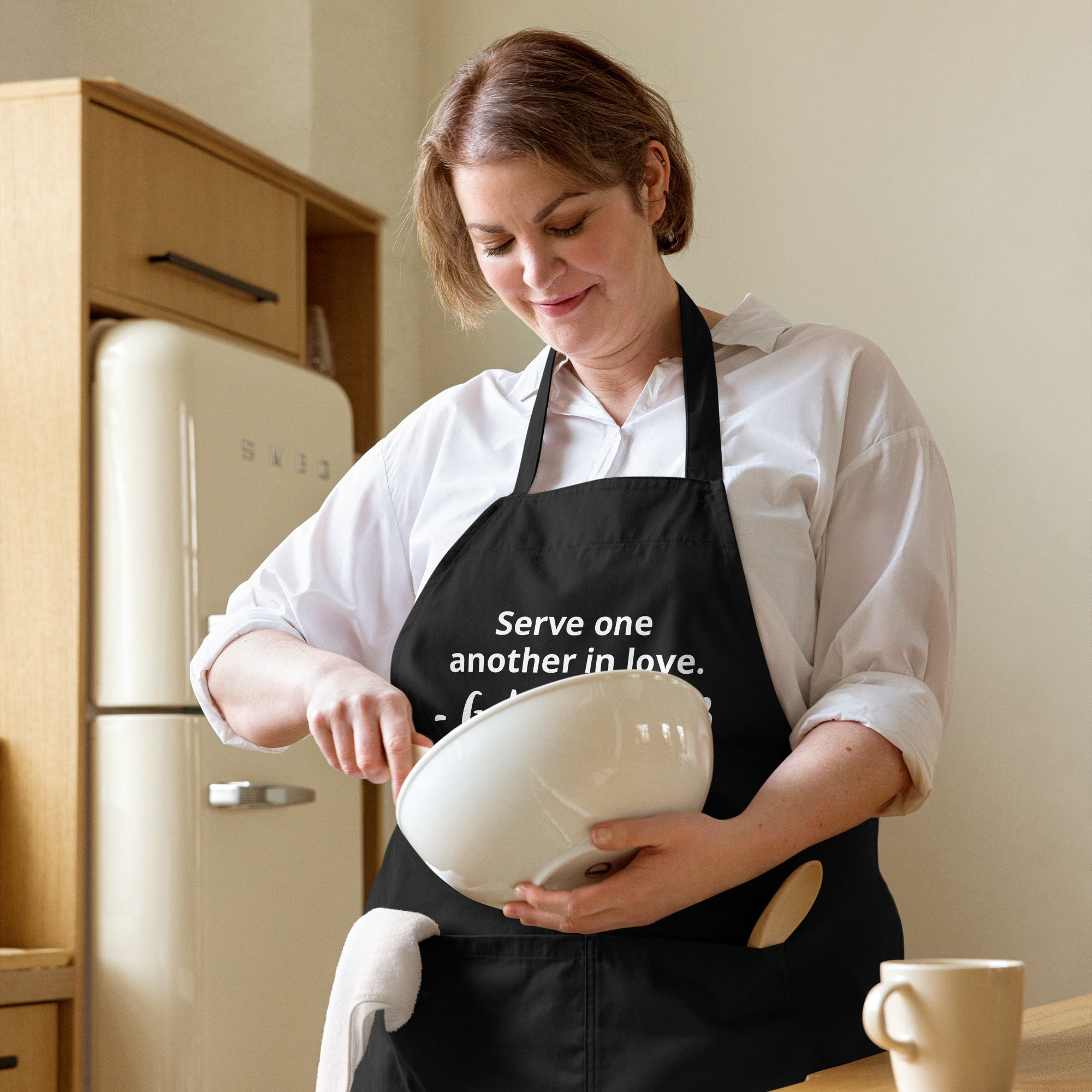 Serve One Another In Love Christian Organic Cotton Apron