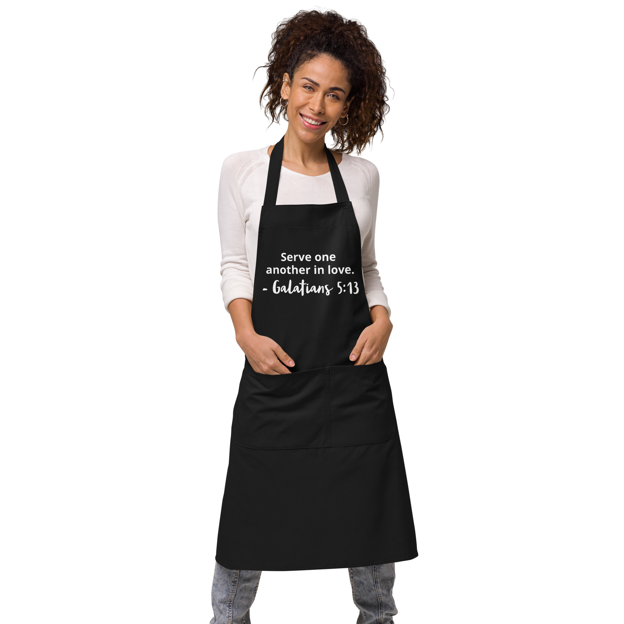 Serve One Another In Love Christian Organic Cotton Apron - Image 13
