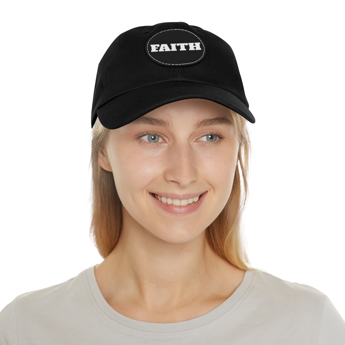 FAITH Dad Hat with Leather Patch (Round) - Image 60