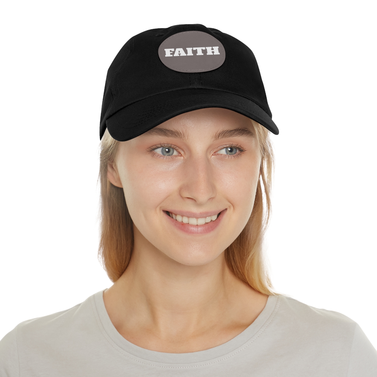 FAITH Dad Hat with Leather Patch (Round) - Image 67