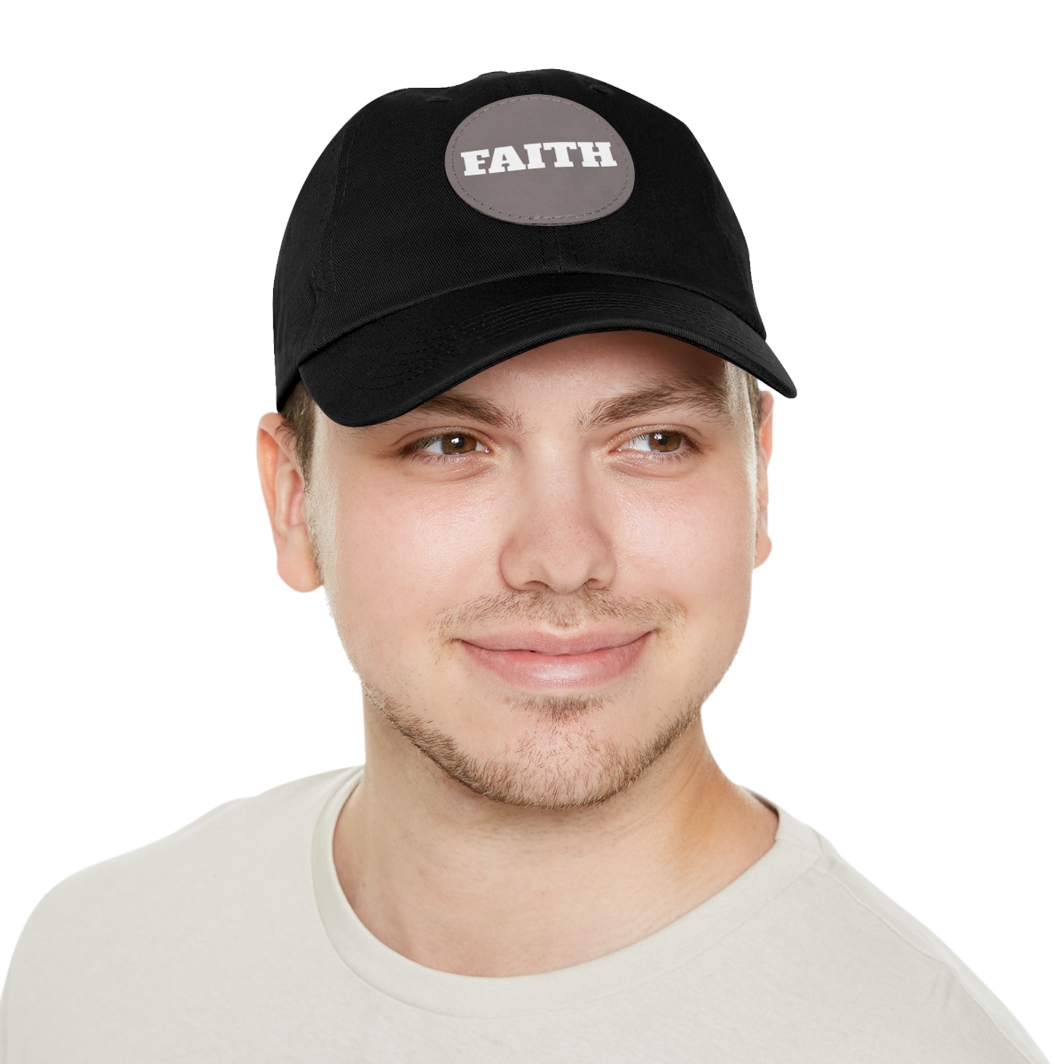 FAITH Dad Hat with Leather Patch (Round) - Image 68