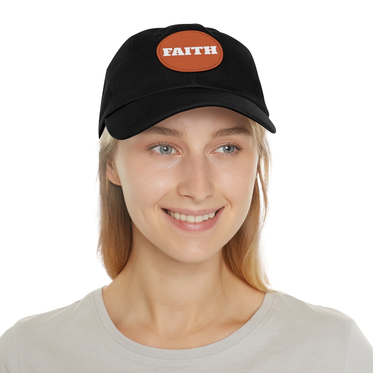 FAITH Dad Hat with Leather Patch (Round) - Image 74