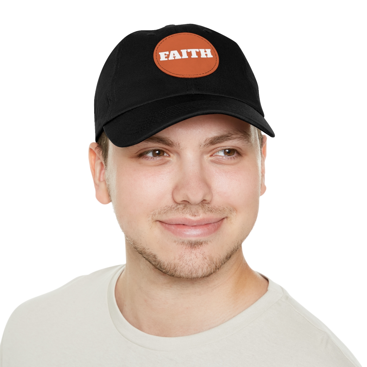 FAITH Dad Hat with Leather Patch (Round) - Image 75