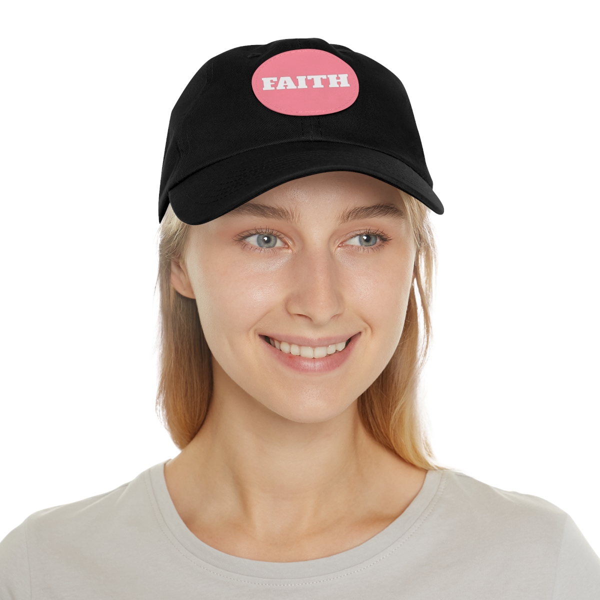 FAITH Dad Hat with Leather Patch (Round) - Image 81