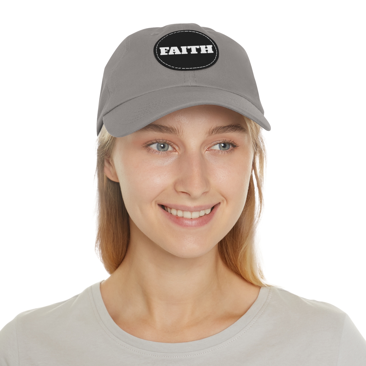 FAITH Dad Hat with Leather Patch (Round) - Image 144