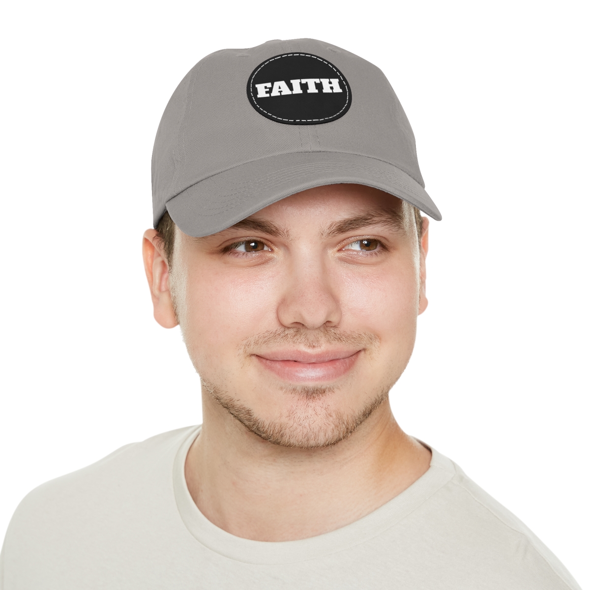 FAITH Dad Hat with Leather Patch (Round) - Image 145