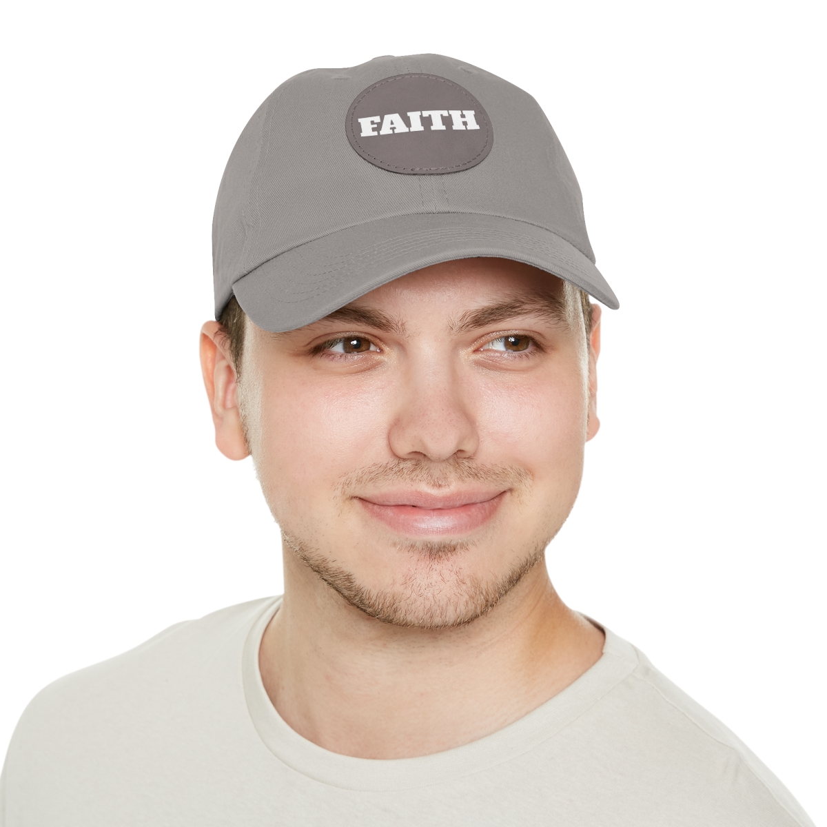 FAITH Dad Hat with Leather Patch (Round) - Image 152