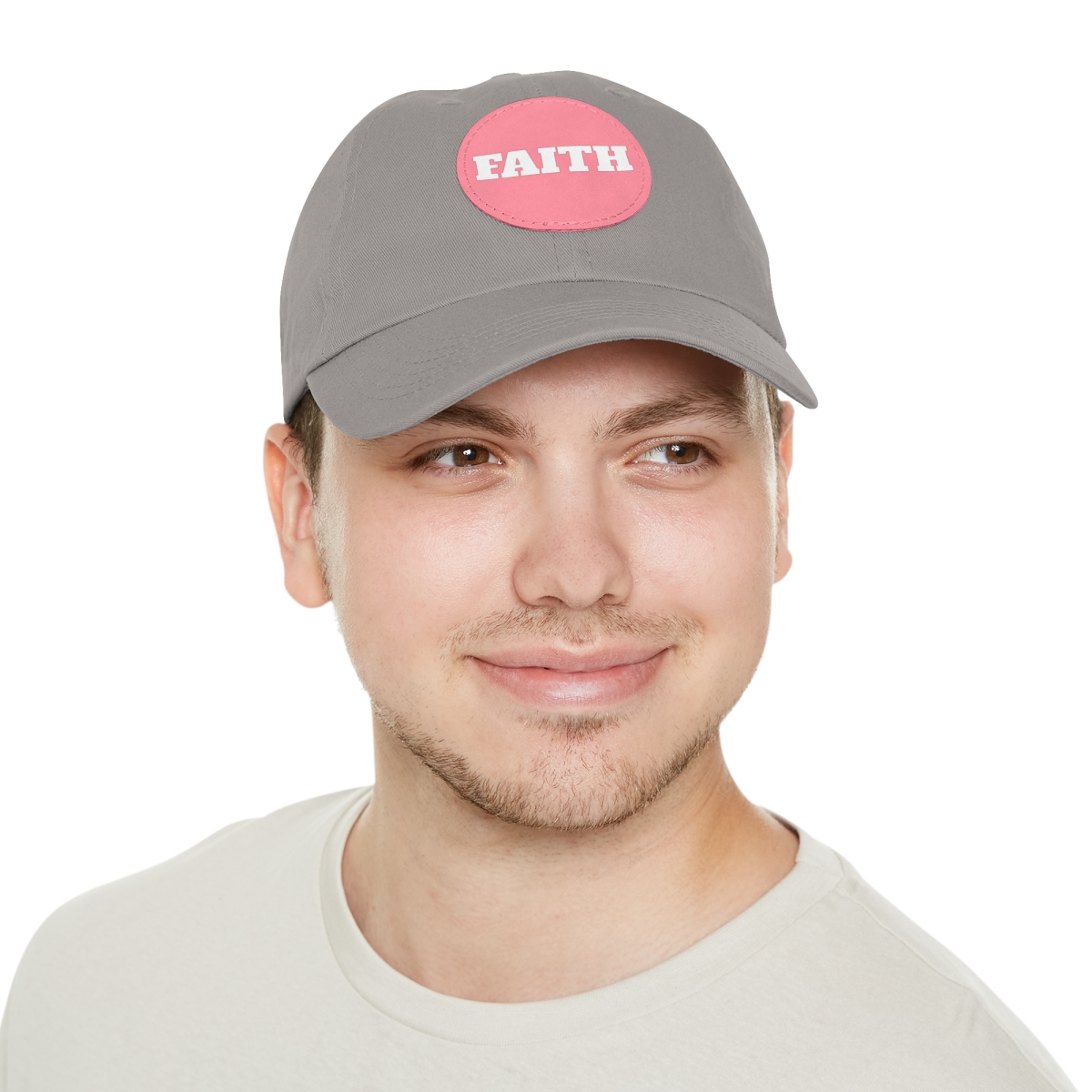 FAITH Dad Hat with Leather Patch (Round) - Image 166