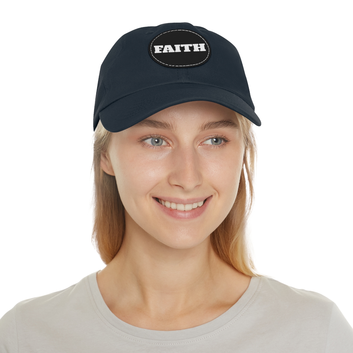 FAITH Dad Hat with Leather Patch (Round) - Image 88