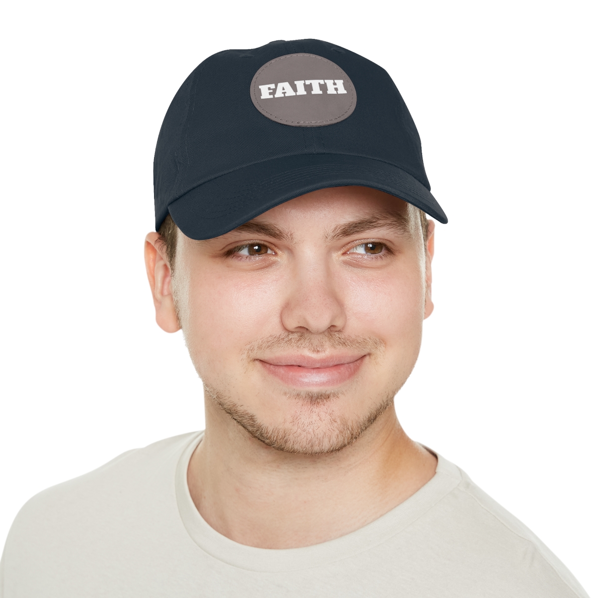 FAITH Dad Hat with Leather Patch (Round) - Image 96