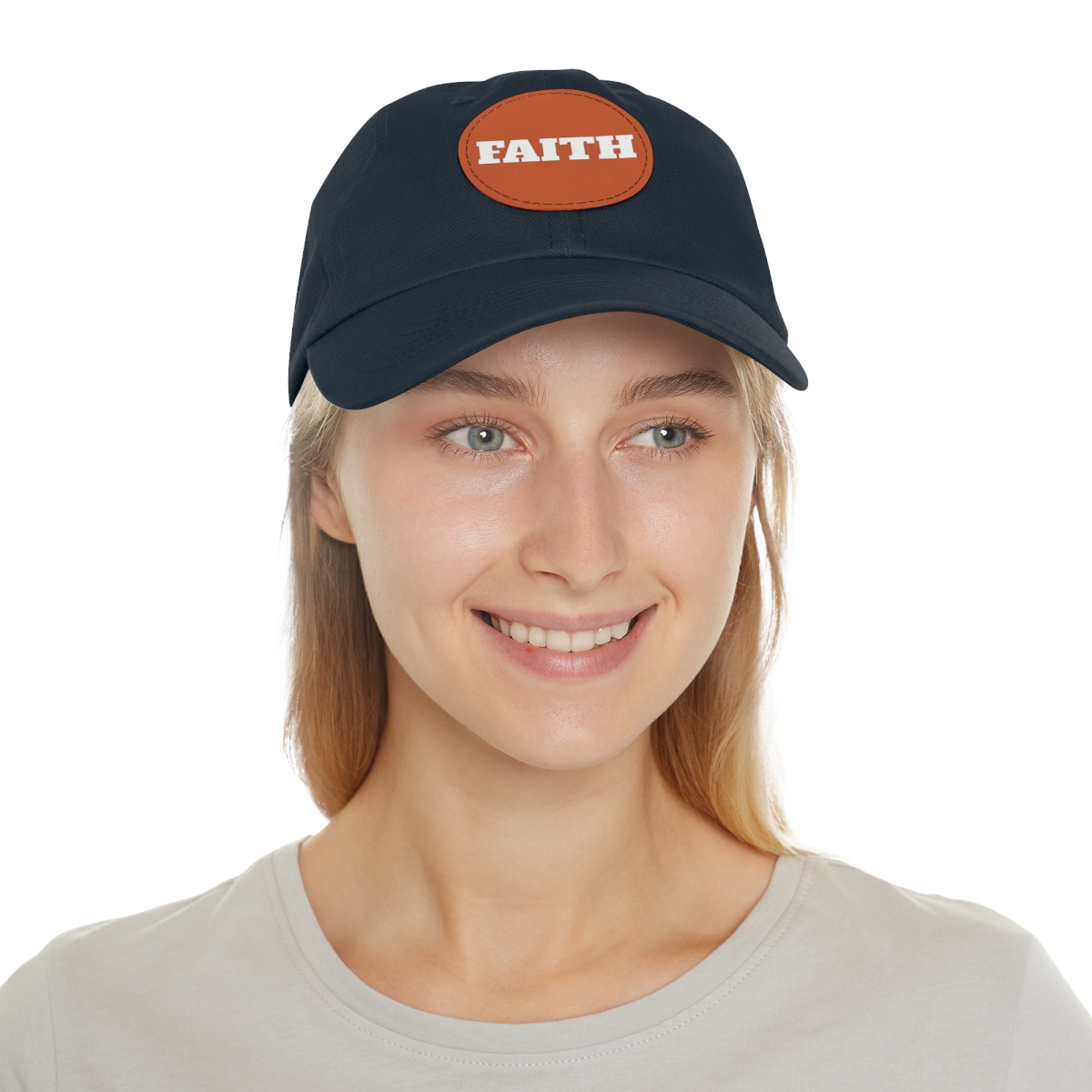 FAITH Dad Hat with Leather Patch (Round) - Image 102