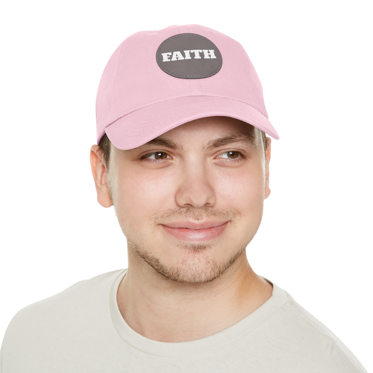 FAITH Dad Hat with Leather Patch (Round) - Image 124