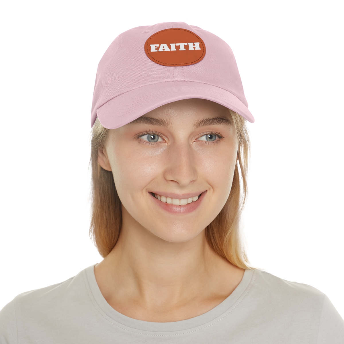 FAITH Dad Hat with Leather Patch (Round) - Image 130