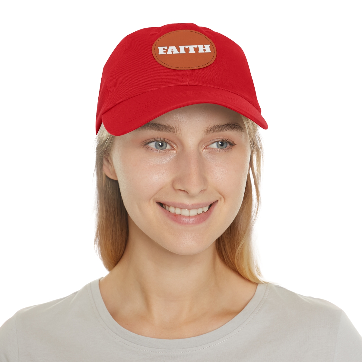 FAITH Dad Hat with Leather Patch (Round) - Image 46