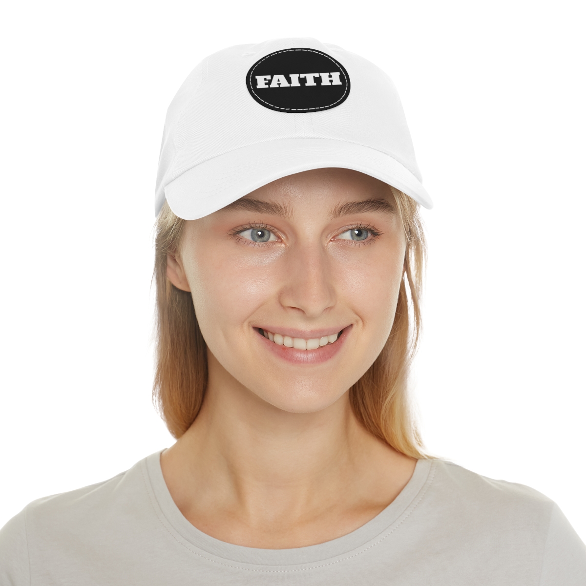 FAITH Dad Hat with Leather Patch (Round) - Image 11