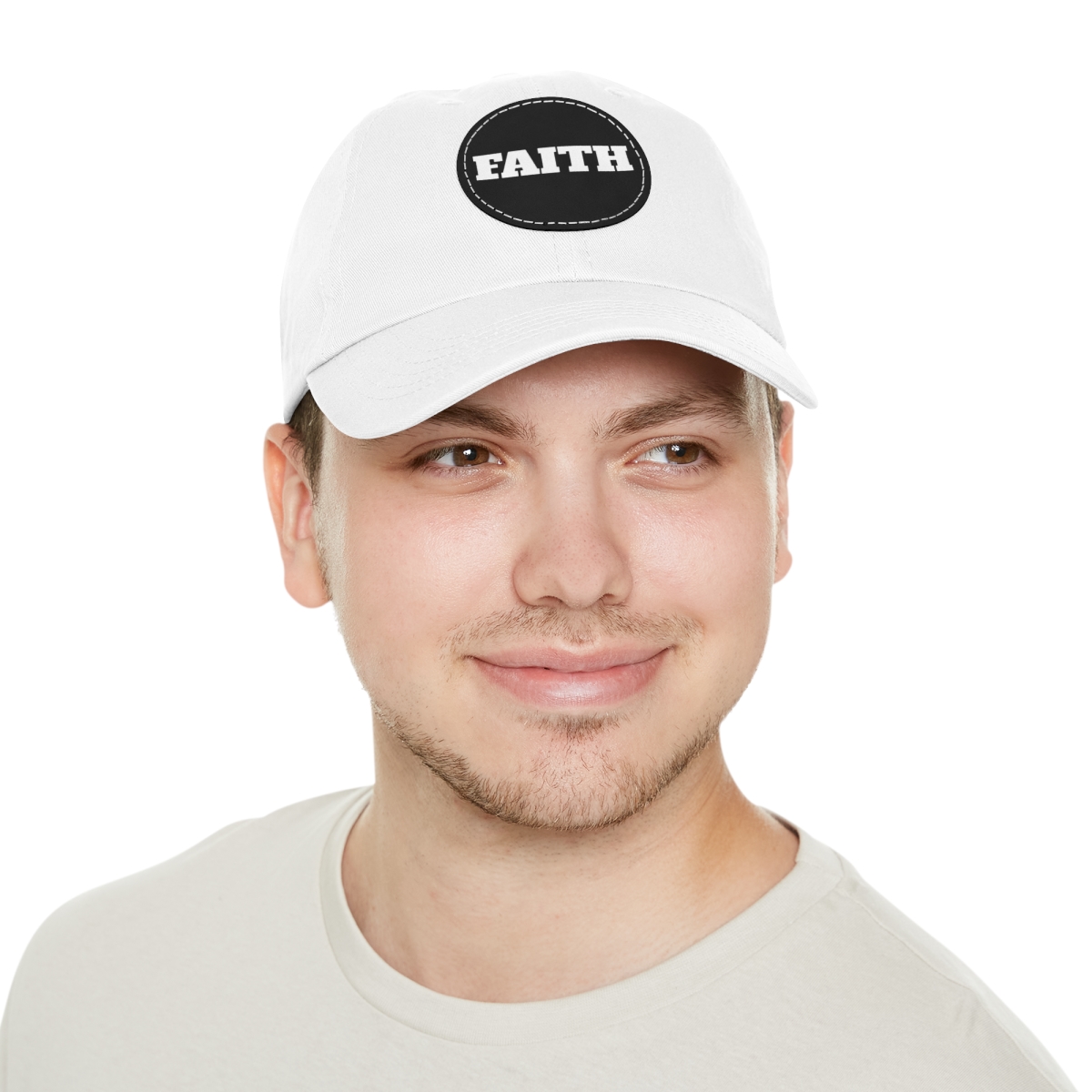 FAITH Dad Hat with Leather Patch (Round) - Image 12