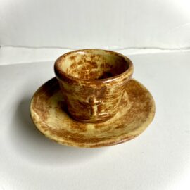 Communion cup and plate Small beige with cross design
