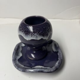 Holy Communion set handmade pottery royal purple globe cup and plate