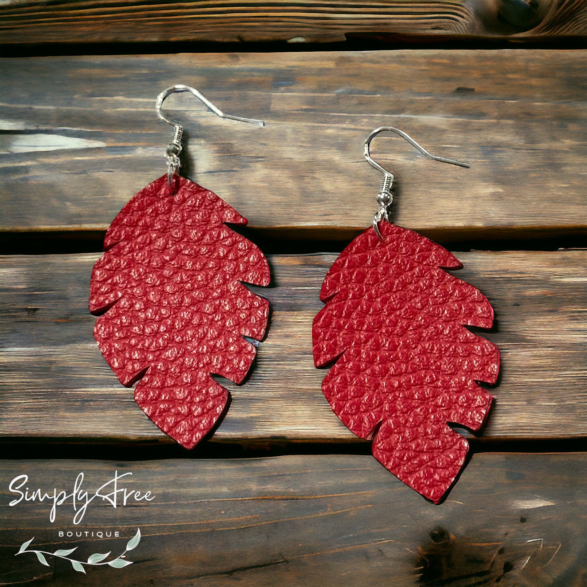 Bold Red Leaf Earrings
