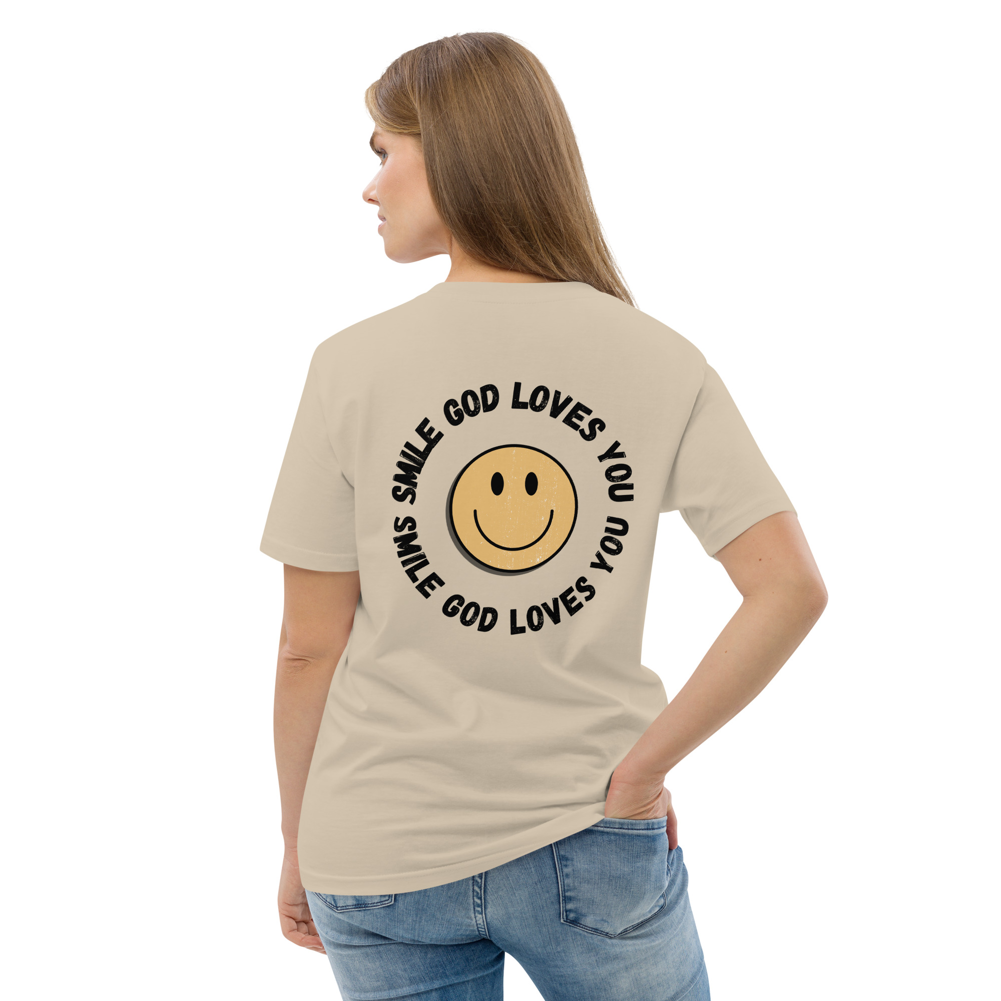 Smile God Loves You Unisex Organic Cotton T-shirt - Image 50