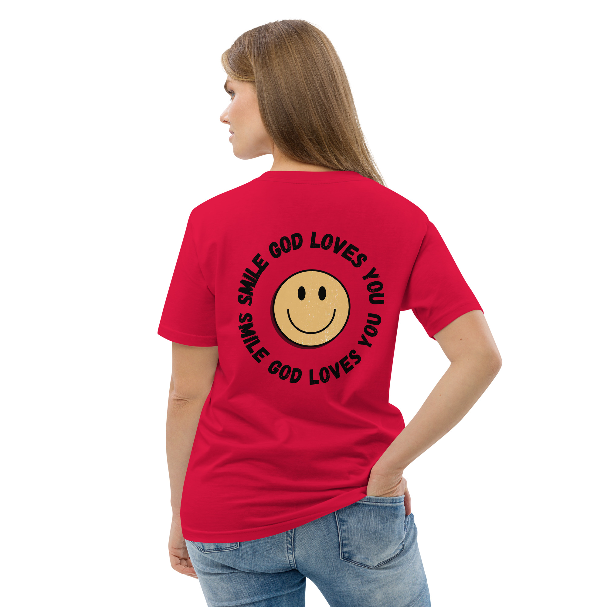 Smile God Loves You Unisex Organic Cotton T-shirt - Image 10