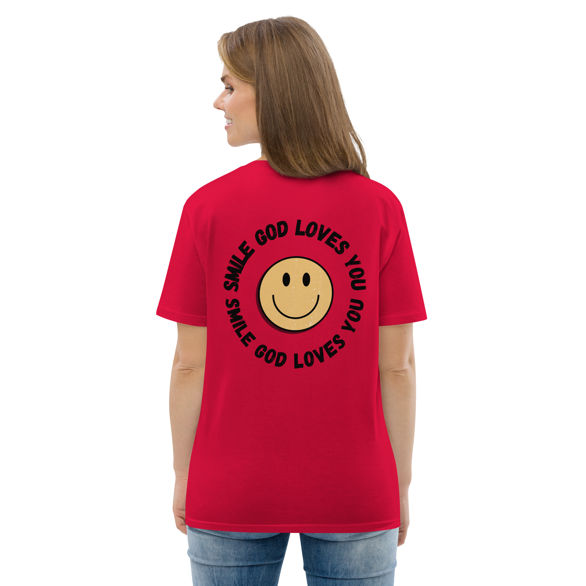 Smile God Loves You Unisex Organic Cotton T-shirt - Image 9