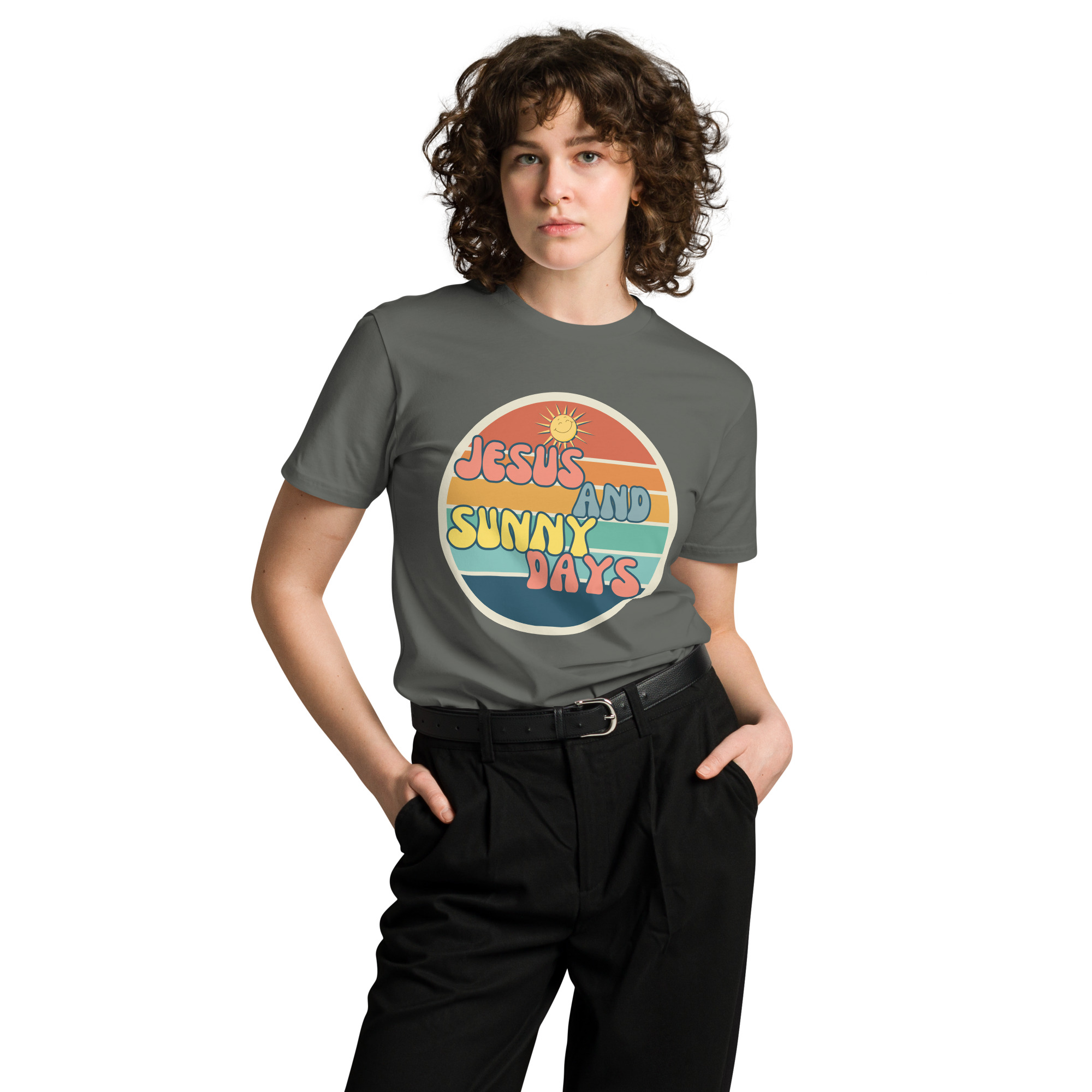 Jesus and Sunny Days Retro Graphic Unisex Tee - Image 4