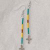 Bead and Cross Dangle Earrings