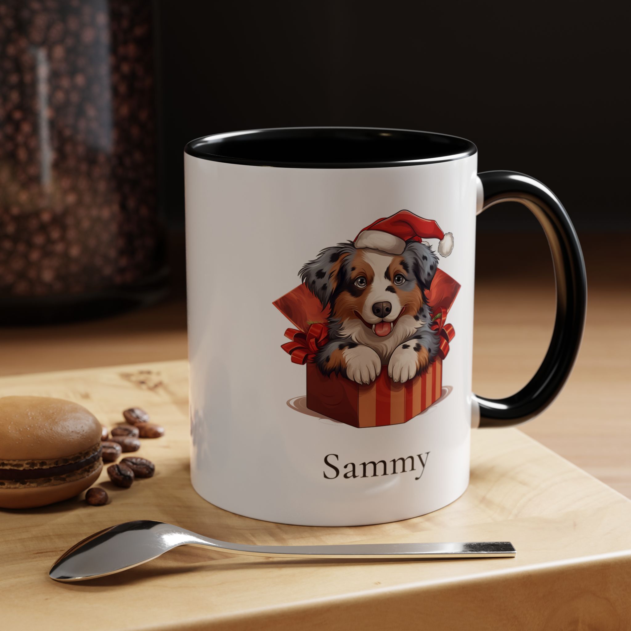 Christmas Australian Shepherd Dog Gift Box Coffee Mug Personalized with Your Pet's Name - Image 6