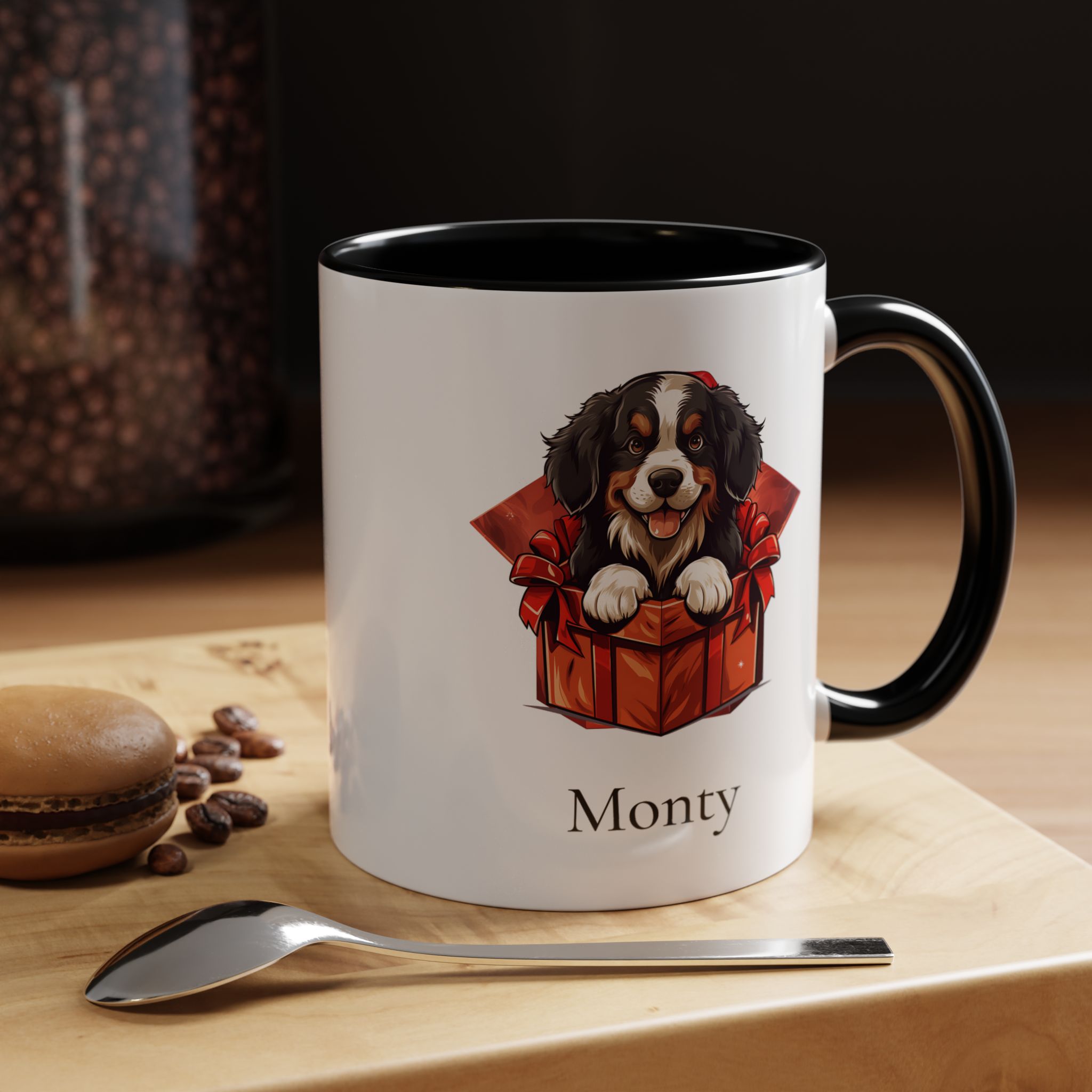Christmas Bernese Mountain Dog Gift Box Coffee Mug Personalized with Your Pet's Name - Image 6