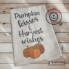 Pumpkin Kisses & Harvest Wishes Waffle Design Kitchen Towel