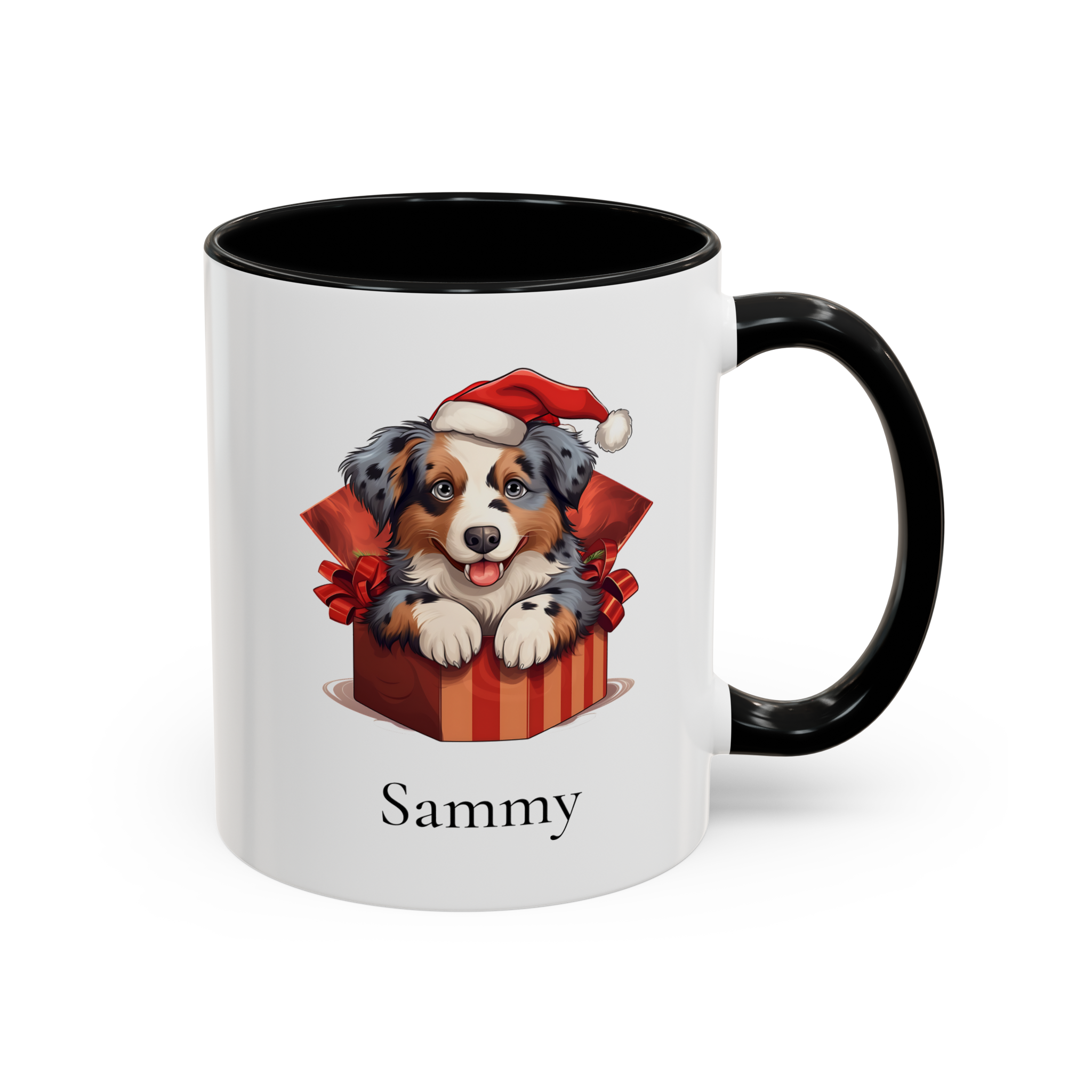 Christmas Australian Shepherd Dog Gift Box Coffee Mug Personalized with Your Pet's Name - Image 2