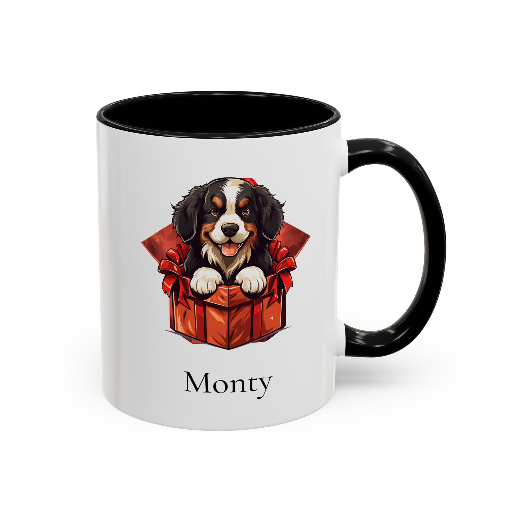 Christmas Bernese Mountain Dog Gift Box Coffee Mug Personalized with Your Pet's Name - Image 2