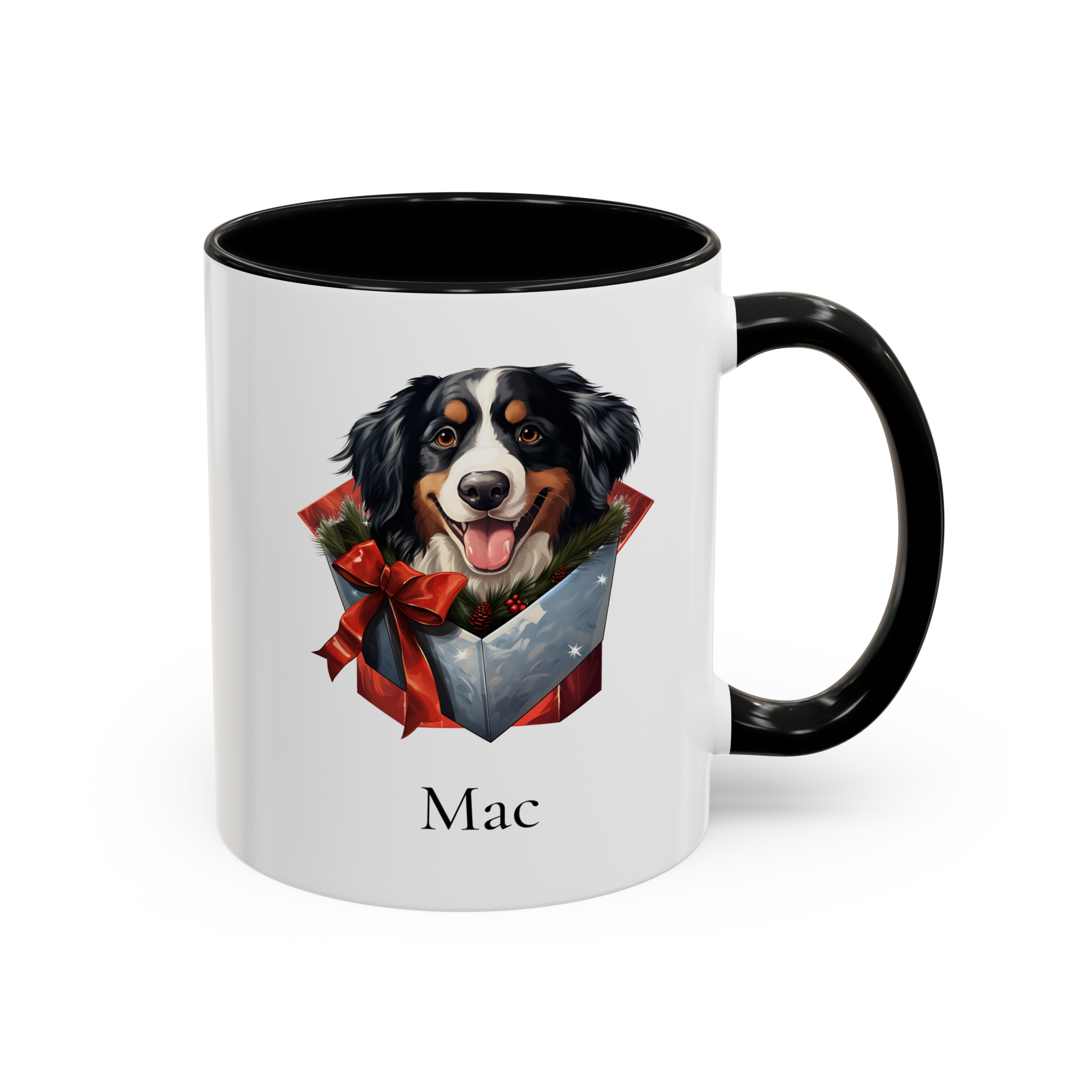 Christmas Bernese Mountain Dog Gift Box Coffee Mug Personalized with Your Pet's Name - Image 2