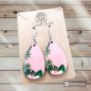 Pink Palm Tree Dangle Earrings