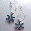 Navy & Silver Snowflake Hoop Earrings