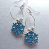 Silver & Teal Snowflake Hoop Earrings