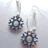 Silver & Navy Snowflake Hoop Earrings
