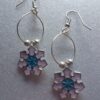 Silver & Pink Snowflake Hoop Earrings