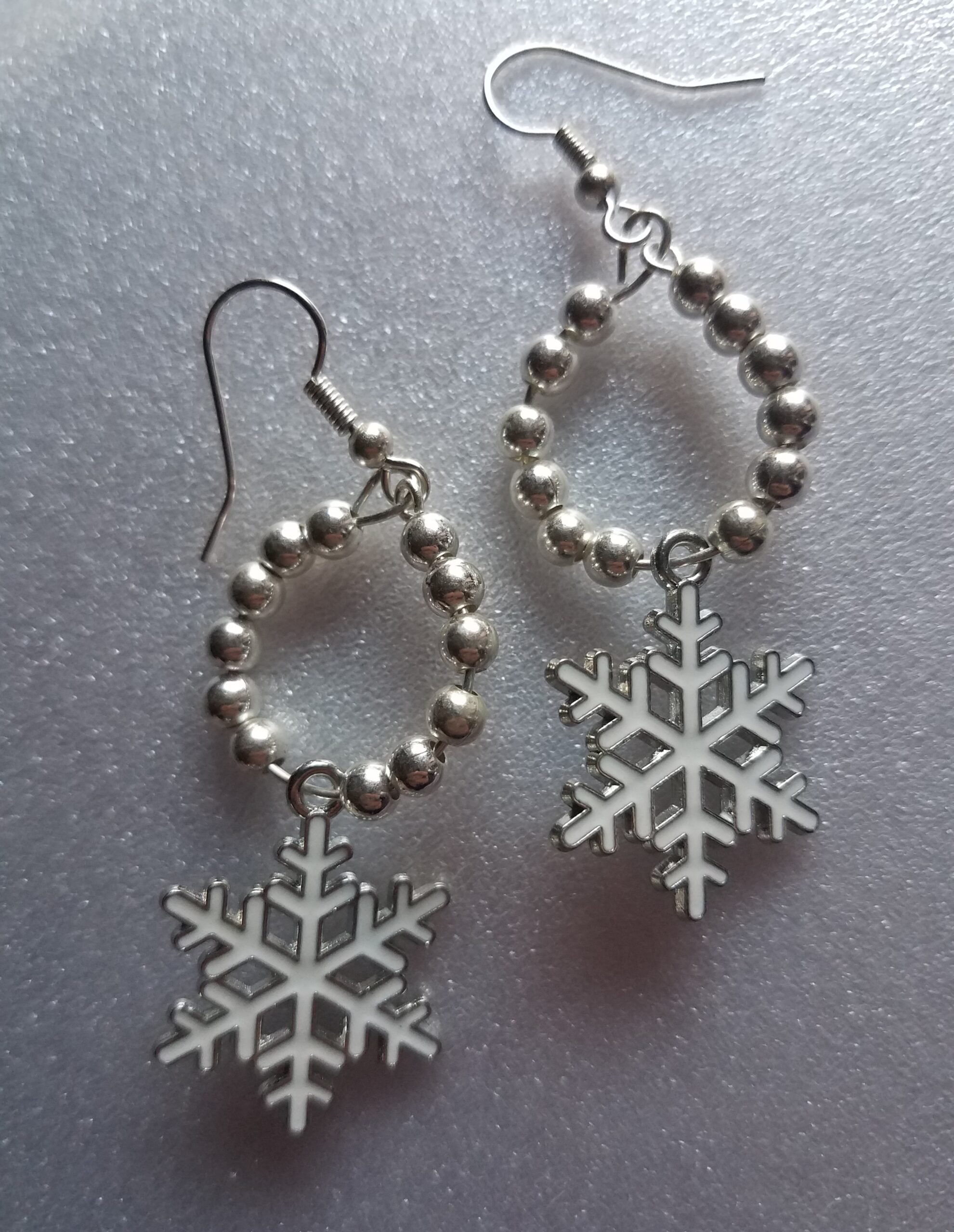 Silver Snowflake Hoop Earrings