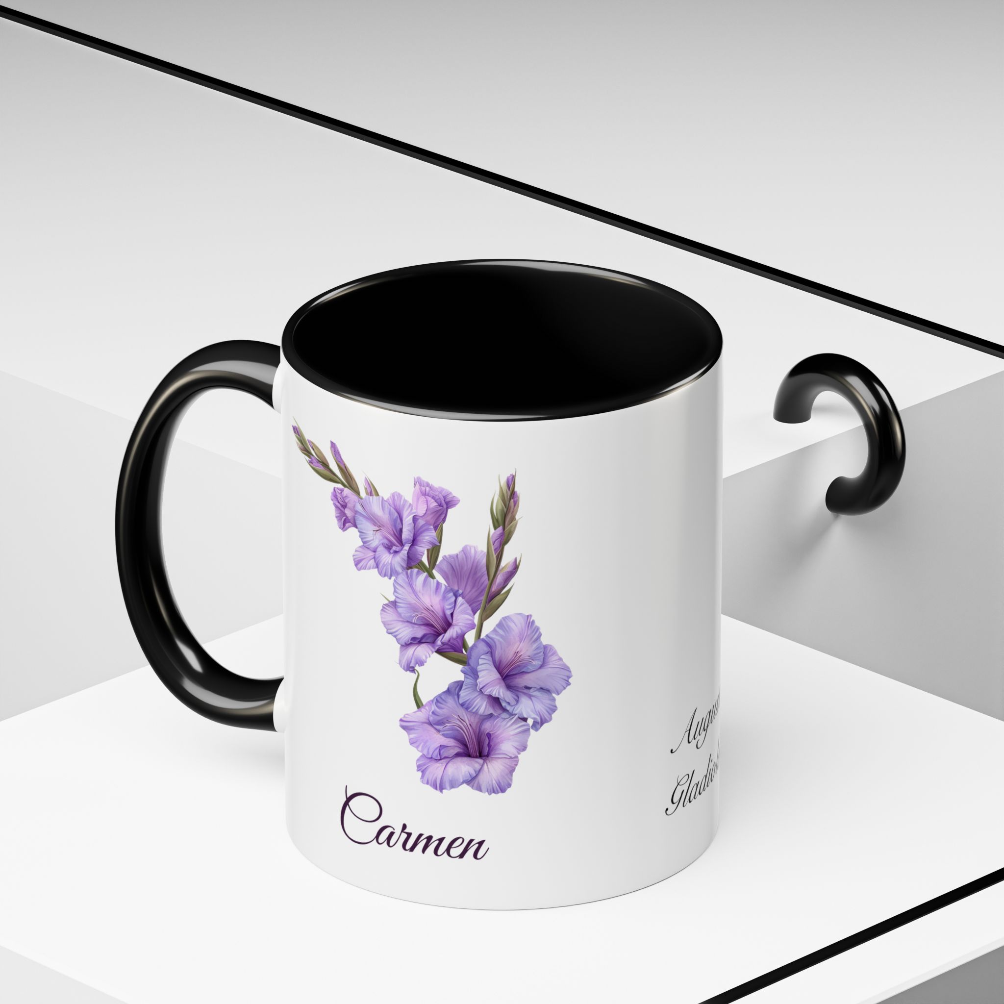 August Gladiola Birth Month Flower Mug Personalized With Any Name - Image 4