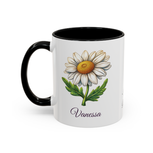 April Daisy Birth Month Flower Mug Personalized With Any Name