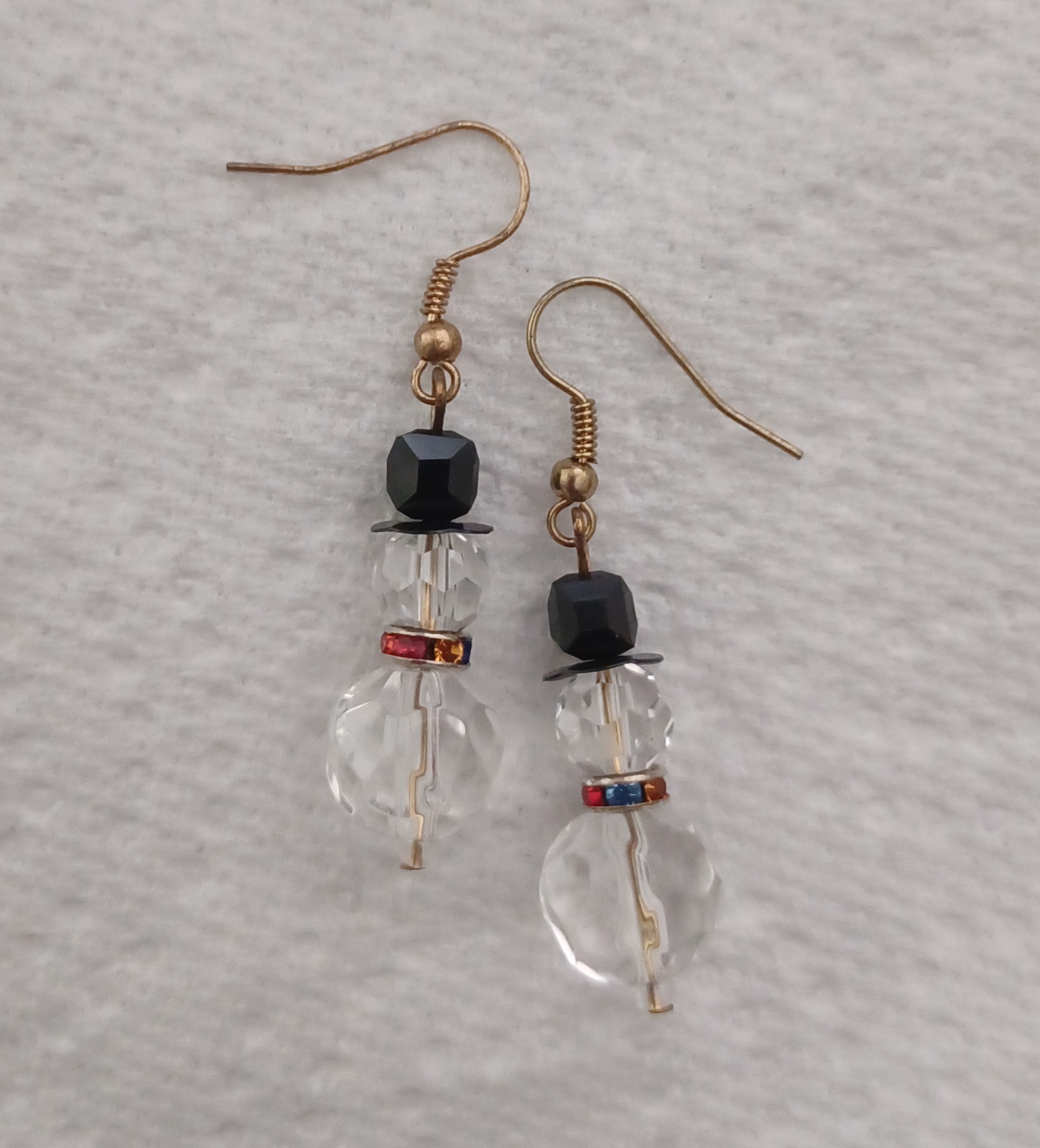Crystal Snowman Dangle Earrings
