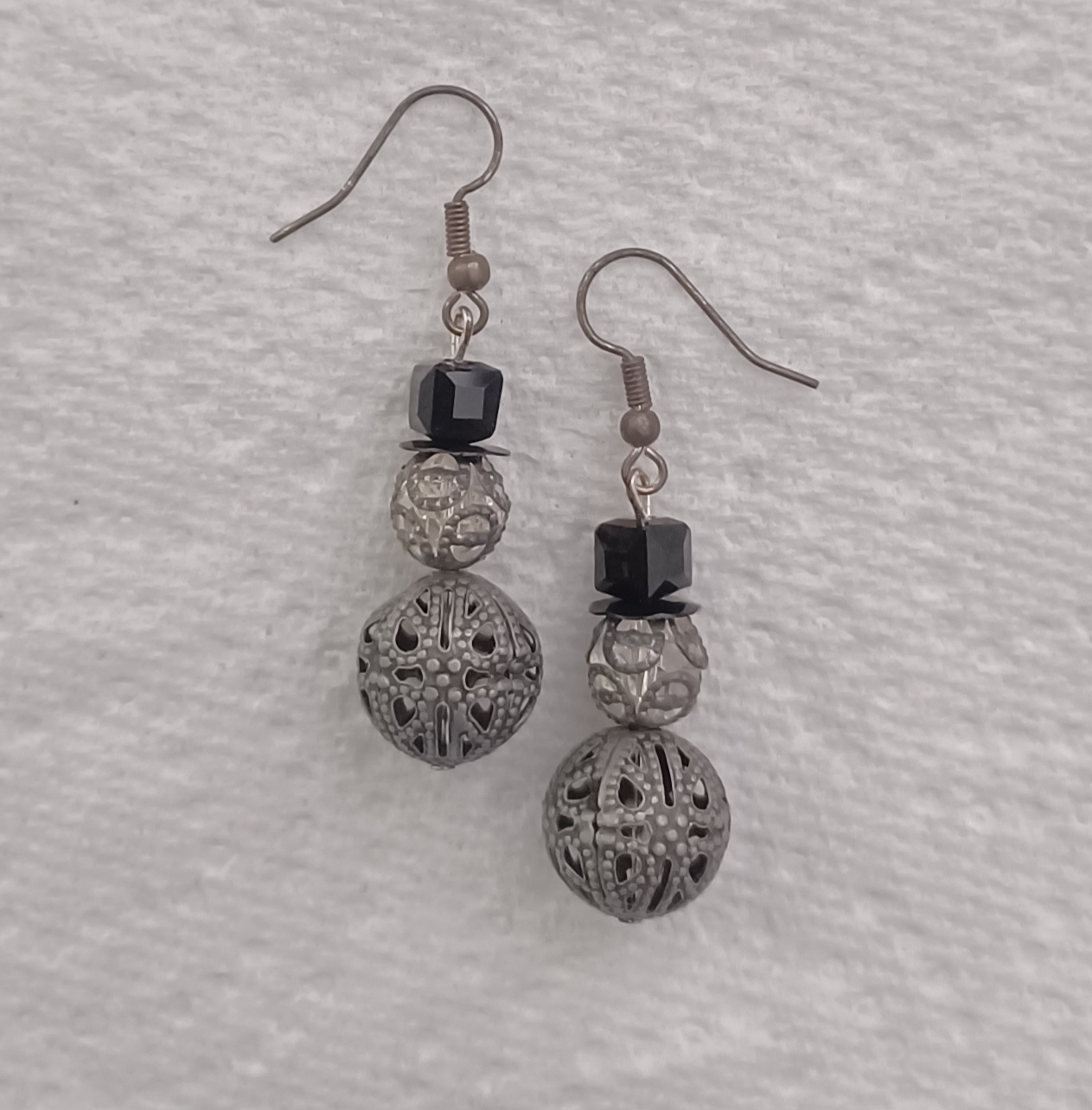 Silvertone Snowman Dangle Earrings