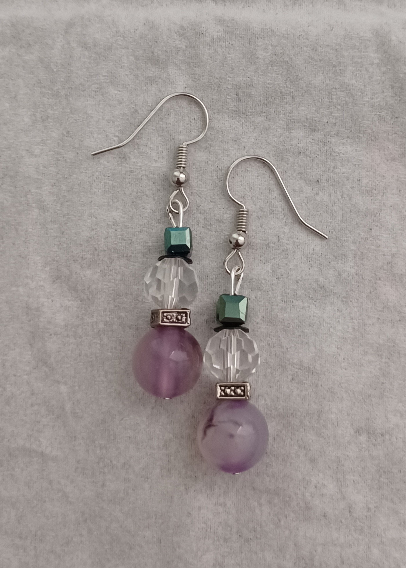 Crystal & Lilac Snowman Dangle Earrings
